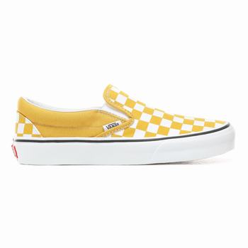 Női Vans Checkerboard Classic Slip-on Cipő VA7326508 Sárga/Fehér